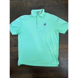 Peter Millar Men's Southern Comfort Golf Polo Shirt Lime Green Striped Size L